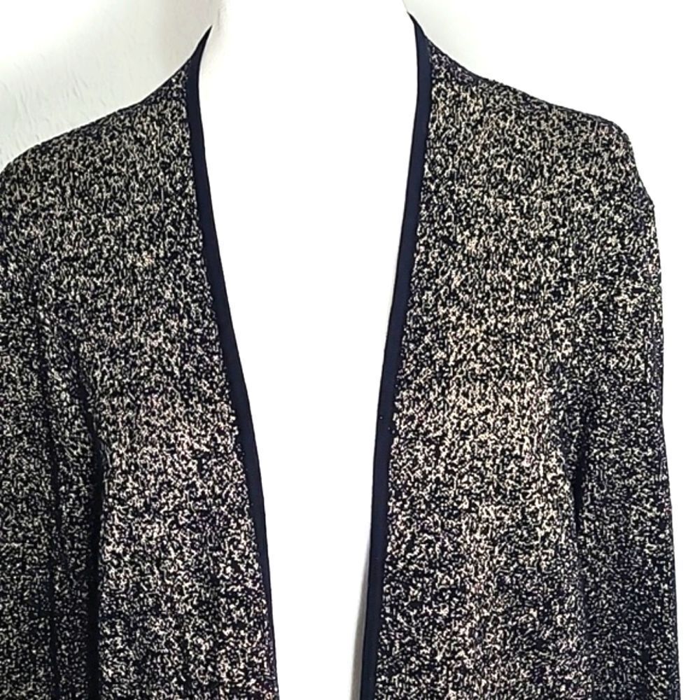 Rafaella Black & Metallic Gold Long Cardigan, Size Large - Picture 3 of 9